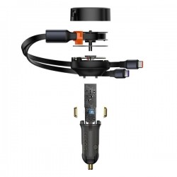 Încărcător auto Baseus Enjoyment cu cabluri USB-C, 33W (negru)