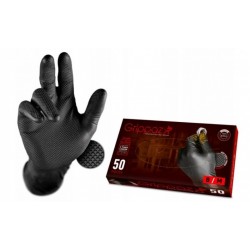 Mănuși de protecție din nitril GripPaz 246 negre (set 50 buc) 240 mm 8,0 gr mărime M