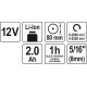 Polizor cu acumulator 12 V (2 Ah, 80 mm, 2 viteze) YT82903