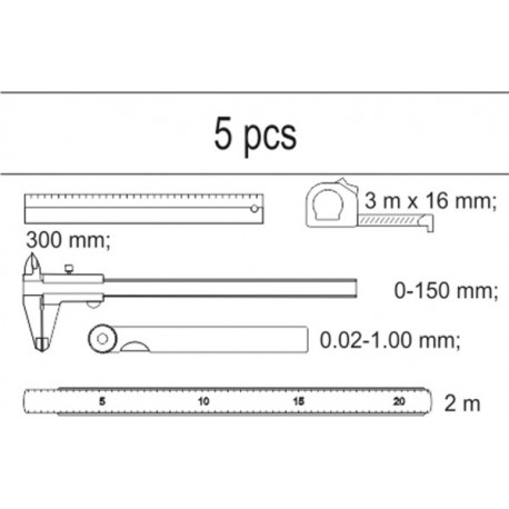 Insert pentru sertar unelte de măsurare 5 buc. YT55474