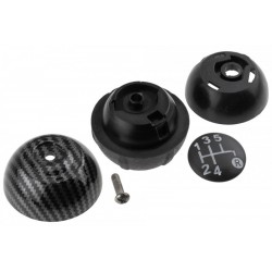 Mâner schimbător de viteze Fiat 500 2007-/Textură fibră de carbon neagră-Capac negru-5 viteze FT-020