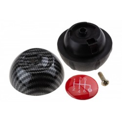 Manetă schimbător viteze Fiat 500 Abarth 2007-/textură fibră carbon neagră-capac roșu-6 viteze 55344048