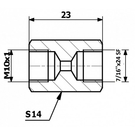 Conector conducte frână intern 10x1 SF + intern 7/16x24 SF