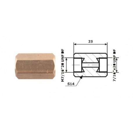 Conector conducte frână 7/16x20 UNF DF + 7/16x20 UNF DF