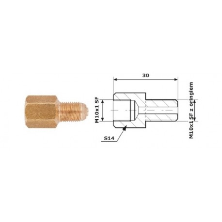 Conector conducte frână interior 10x1 SF + exterior 10x1 SF cu inel O-ring
